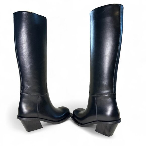 Gia Borghini Ginevra Blondine Texan Leather Knee High Black Boot EU 38 NIB - Picture 10 of 16